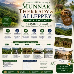 Munnar, Thekkady & Alleppey Tour Package – 4 Nights / 5 Days Complete Kerala Escape