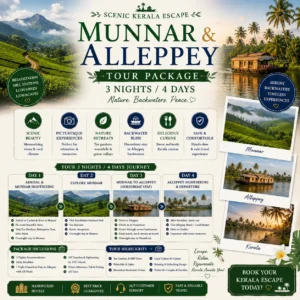 Munnar & Alleppey Tour Package – 3 Nights / 4 Days Scenic Kerala Escape